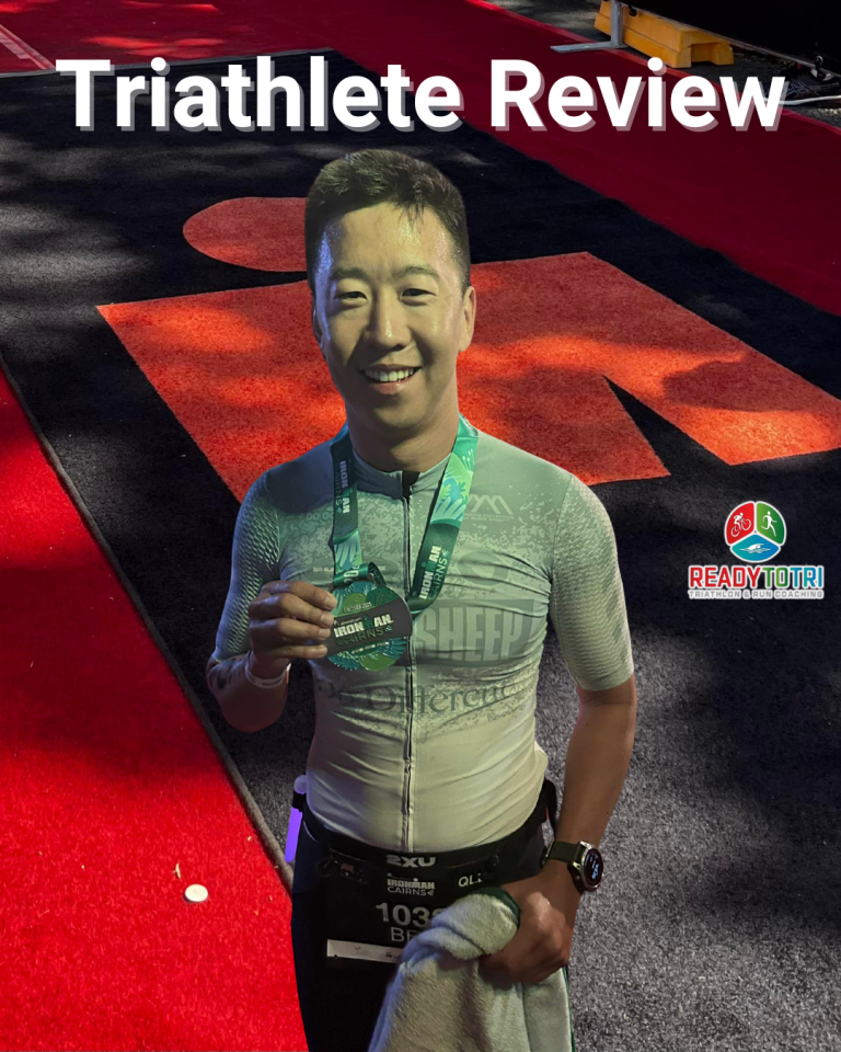 Age-group triathlete coached by Stu finishing first Ironman with ReadyToTri coaching. IRONMAN Cairns